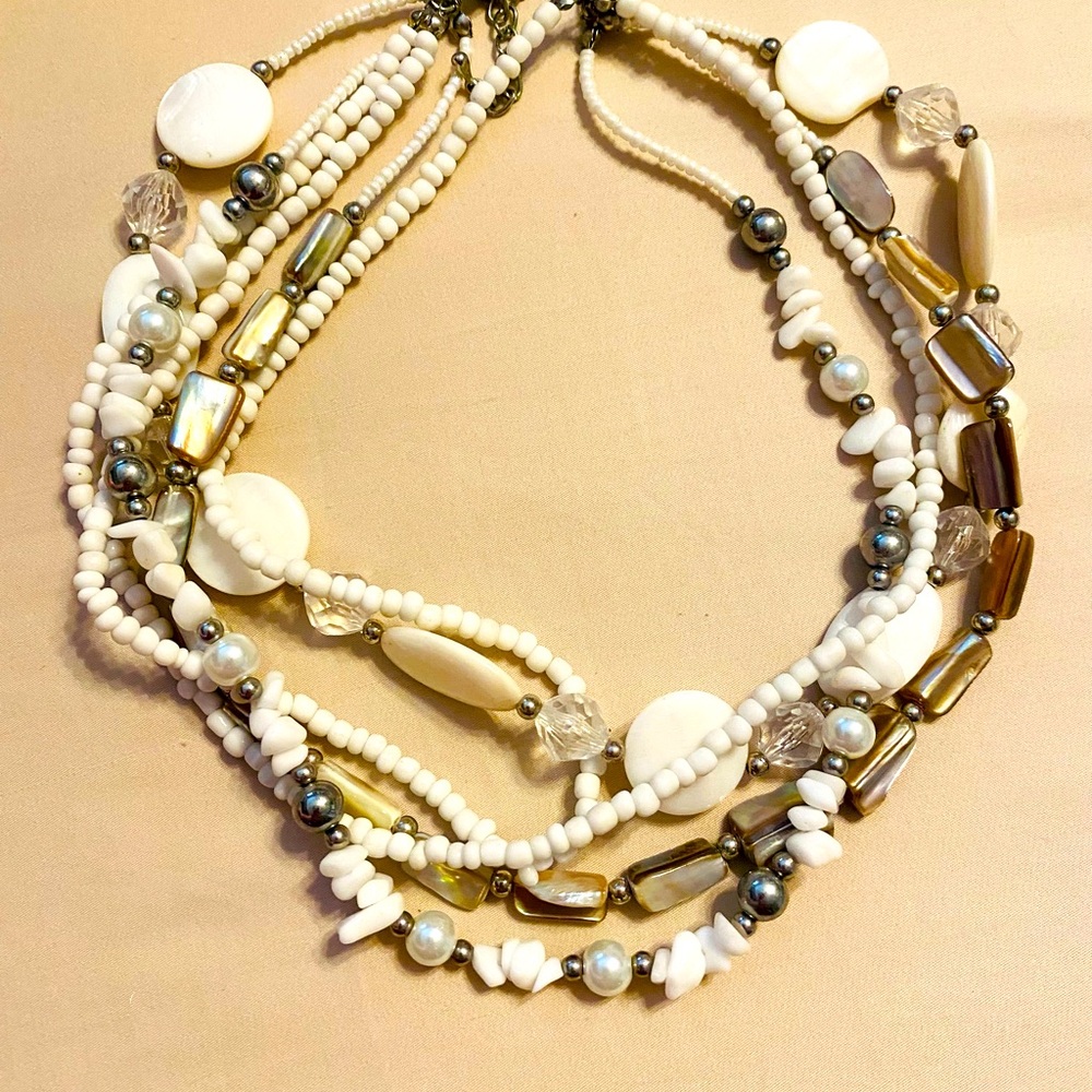Beautiful beaded necklace, neutral colors
